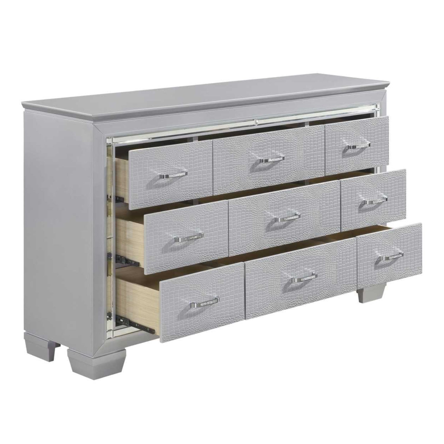 Silver Allura 9 Drawers Dresser & Mirror 1916