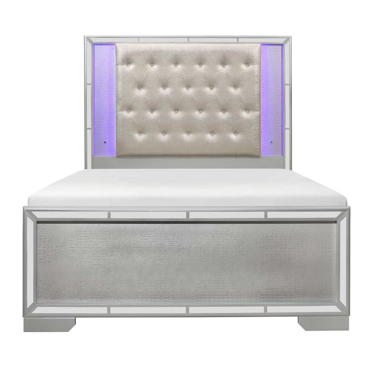 Silver Aveline Upholsted LED Bed 1428SV