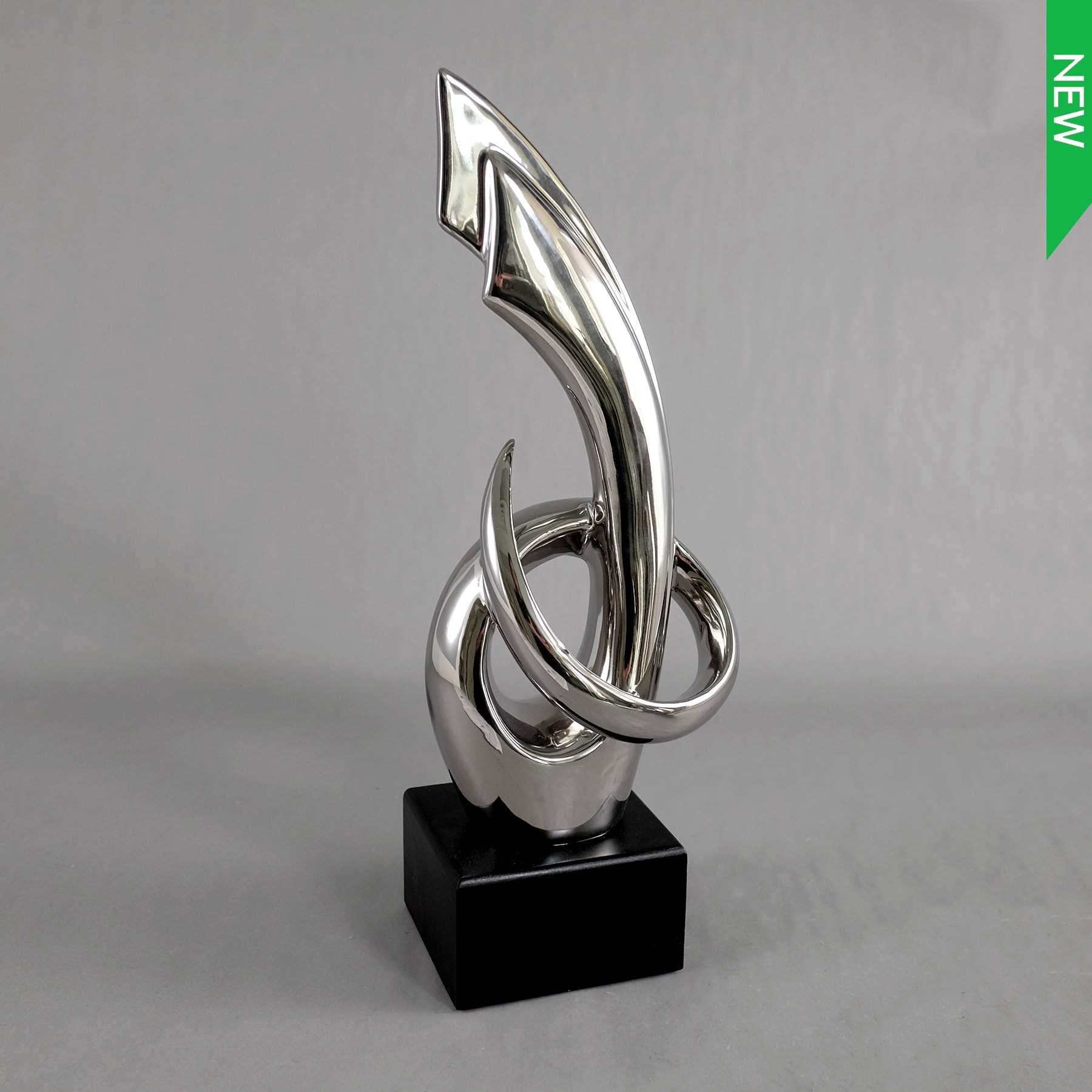Silver Modern Art Statue 13"