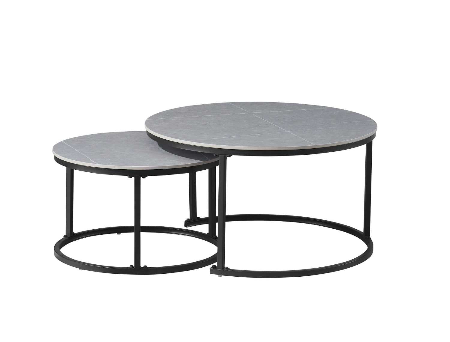 Sintered Stone Armani Grey Marble Top With Black Steel Base Coffee Table 2631