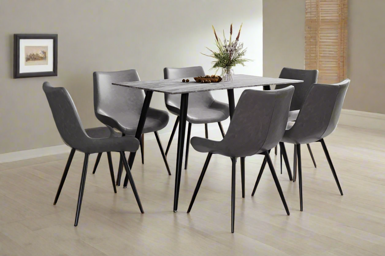 Sintered Stone Dining Table with 6 Grey Chairs T 3529 280