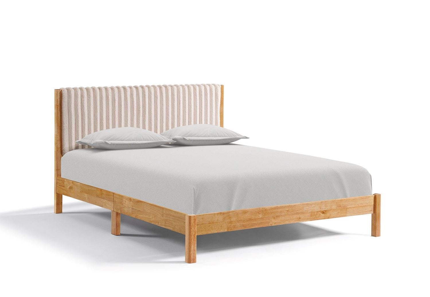 Solid-Wood Warm Natural Finish Queen Bed 5598