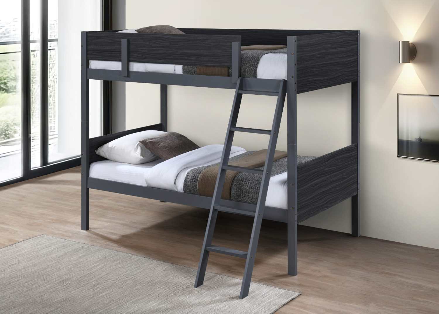 Splittable Grey Wooden Bunk Bed 2515