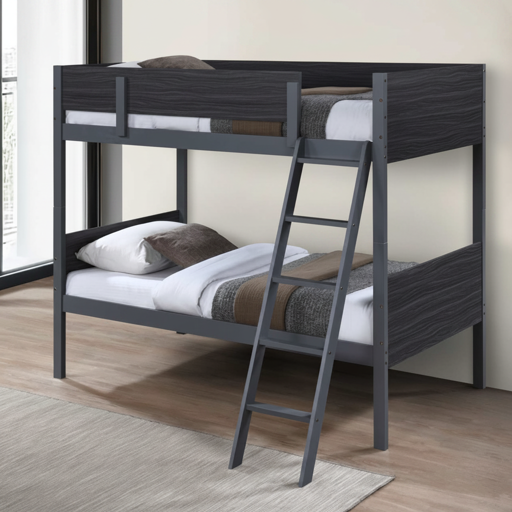 Splittable Grey Wooden Bunk Bed 2515