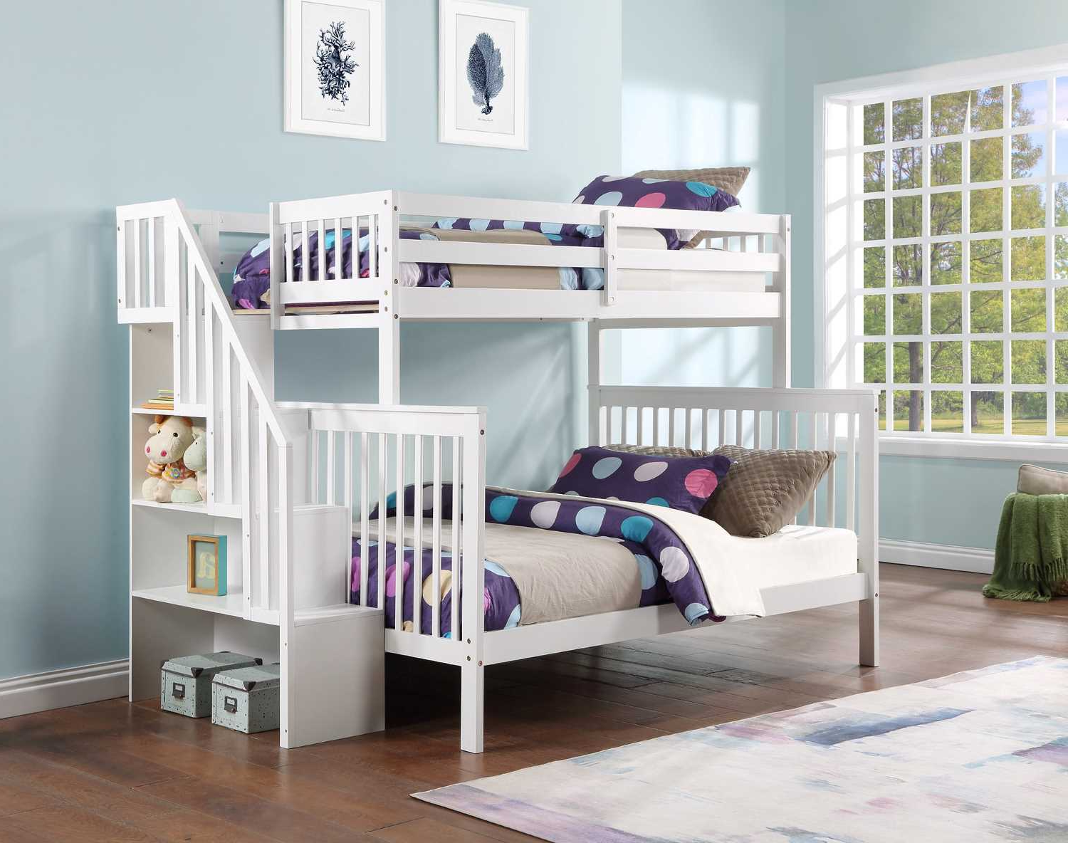 Staircase Bunk Bed - White 1852 Single/Double