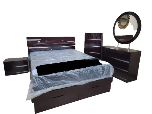 Stark Italian Style Glossy Brown Bedroom Set 836