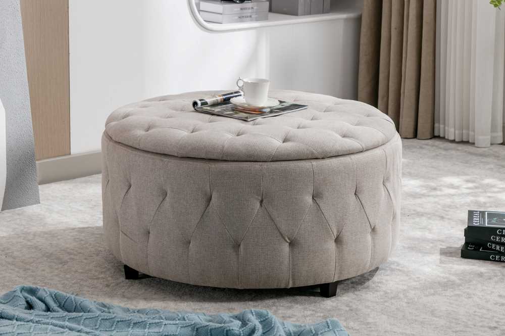 Storage Ottoman With Seating Beige 811