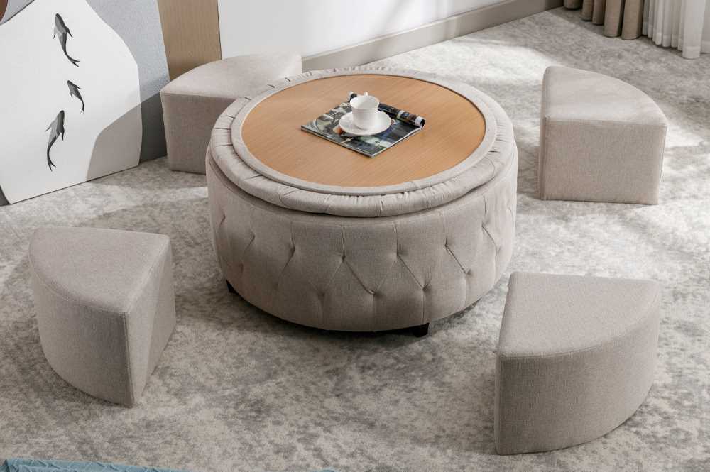 Storage Ottoman With Seating Beige 811