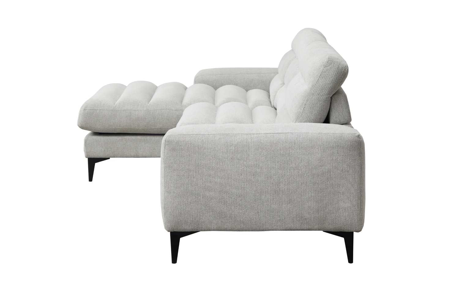Suki Light Grey Sectional With Black Metal Legs 99084