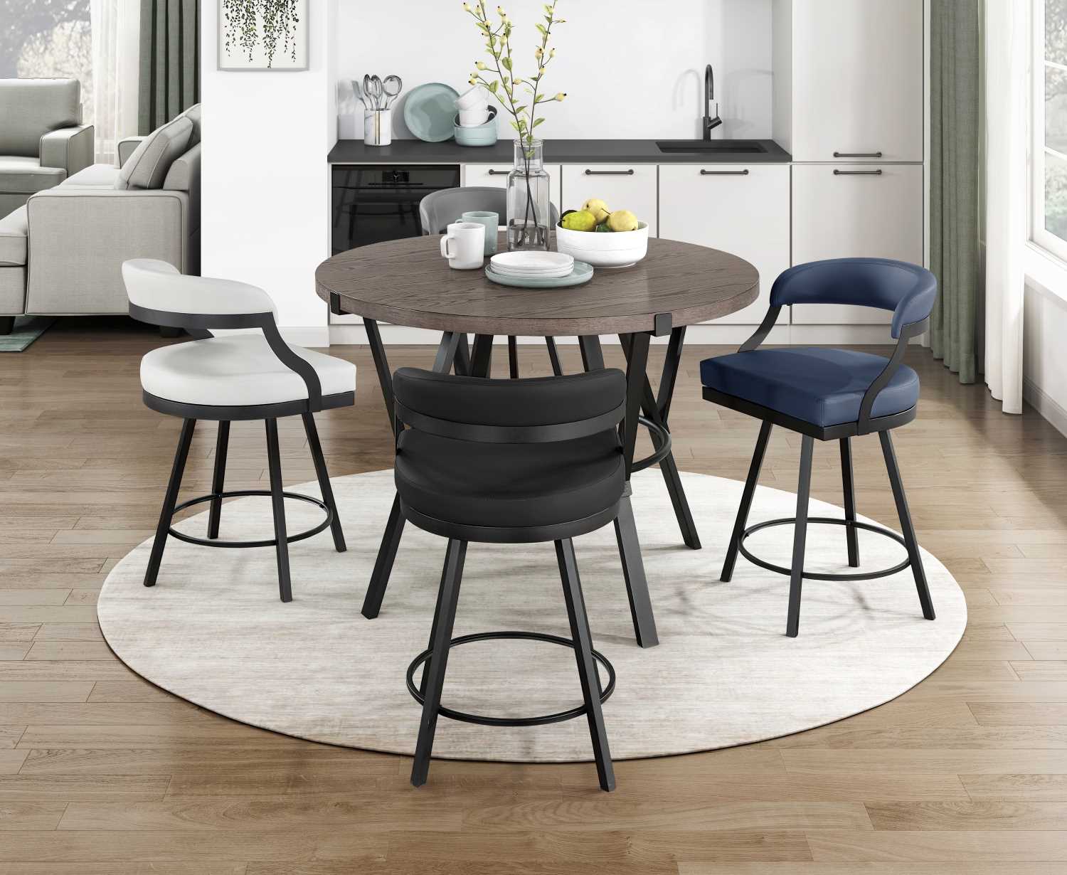 Oxton Swivel Counter Height Chair Black 5565-24BK (Set of 2)