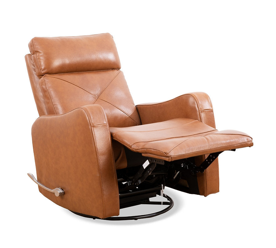 Swivel Recliner Chair Brown Leather Match 6331