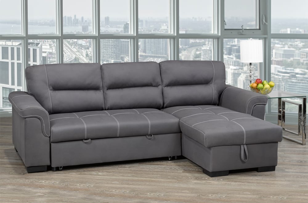 Grey Pull Out Sofa Sectional T1217