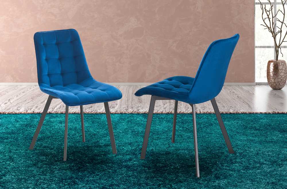 Blue Velvet Dining Chairs Set Of 2 T 214