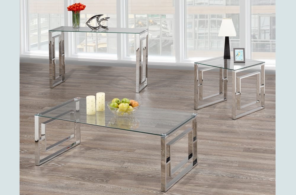 Glass Sofa Table With Chrome Legs 5016