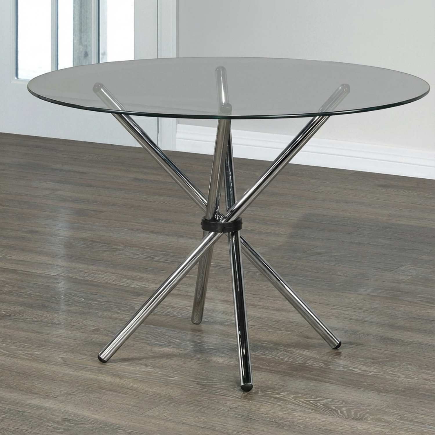 Tempered Clear Glass Dining Table with Chrome Legs 1430