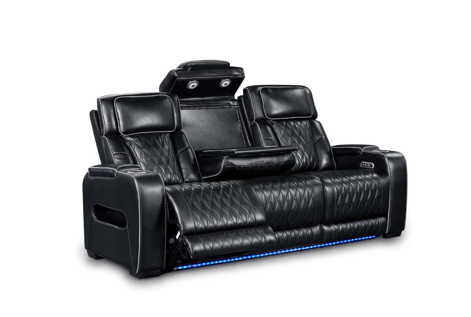 Terry Power Recliner Sofa Set with LED 10152 - Black