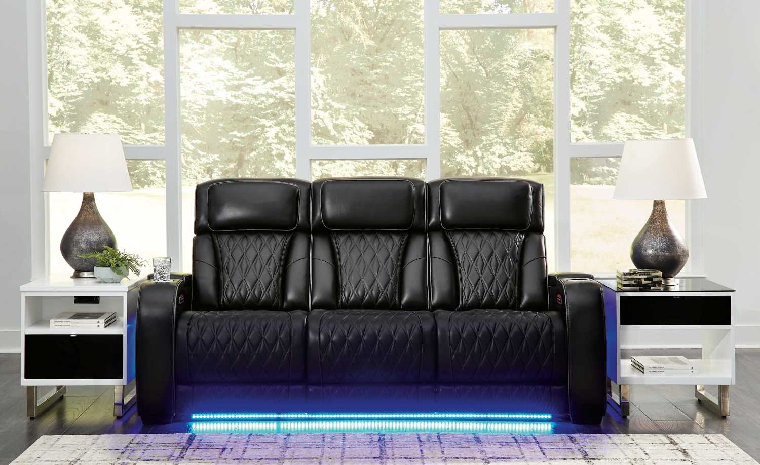 Terry Power Recliner Sofa Set with LED 10152 - Black