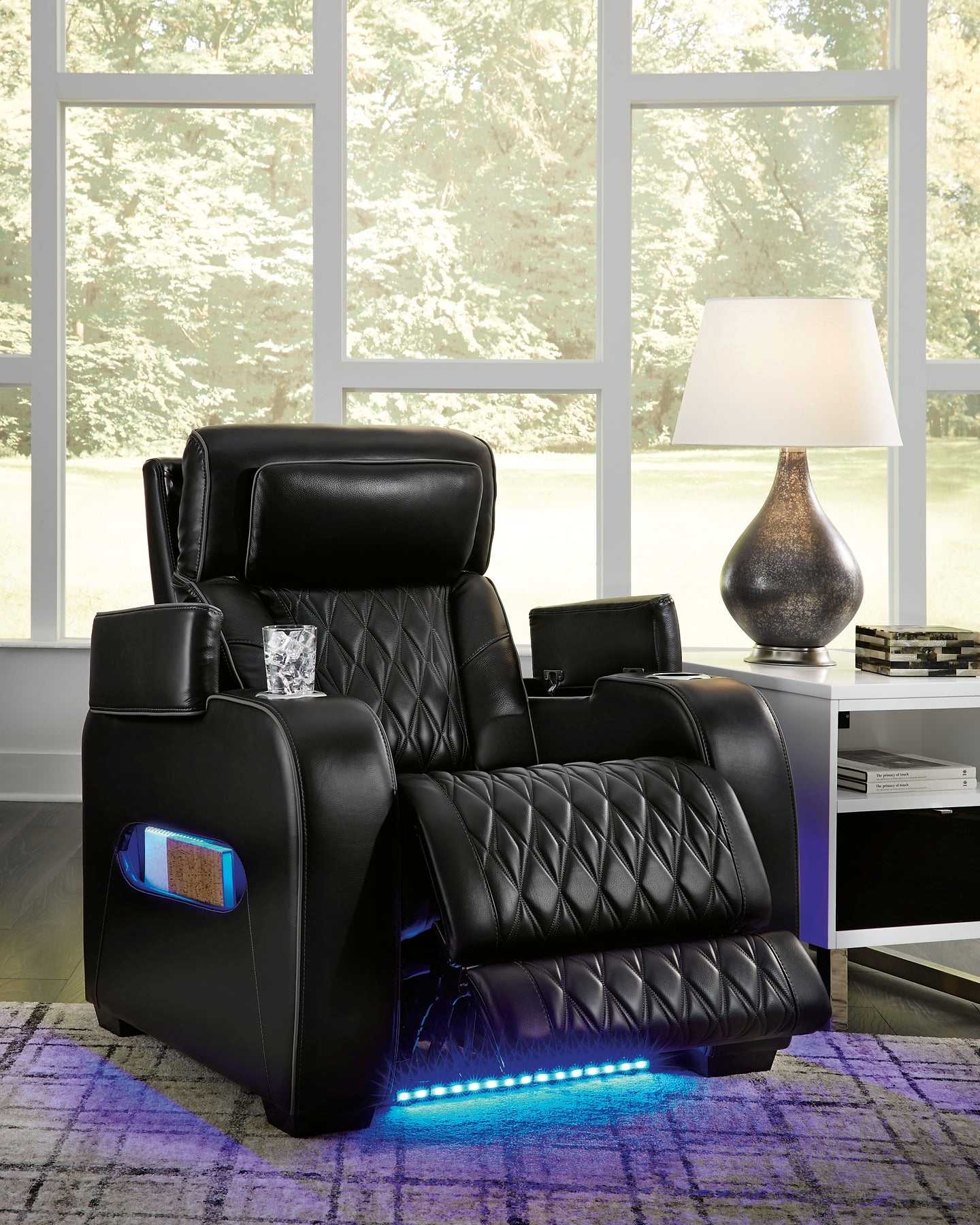 Terry Power Recliner Sofa Set with LED 10152 - Black