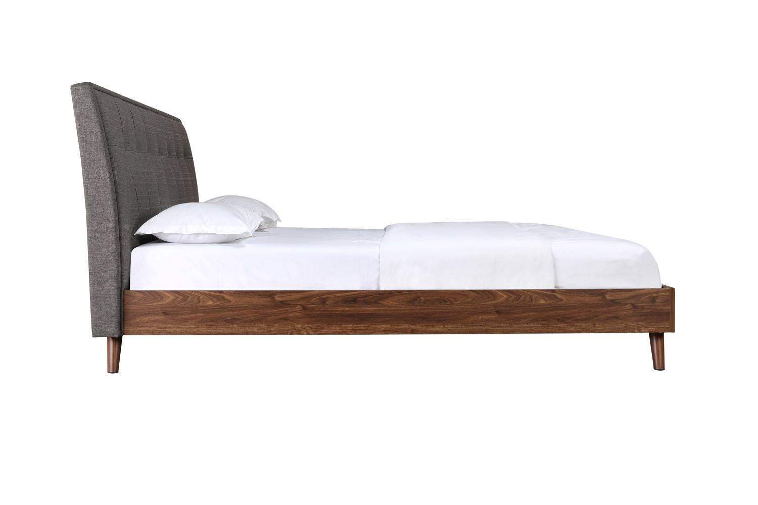 Todros Walnut & Grey Upholstered Platform Bed 5895