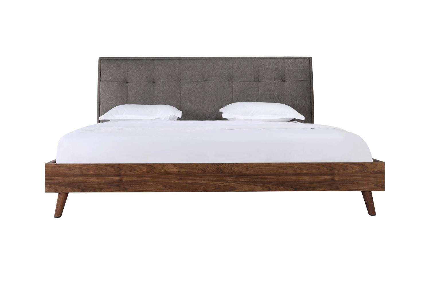 Todros Walnut & Grey Upholstered Platform Bed 5895
