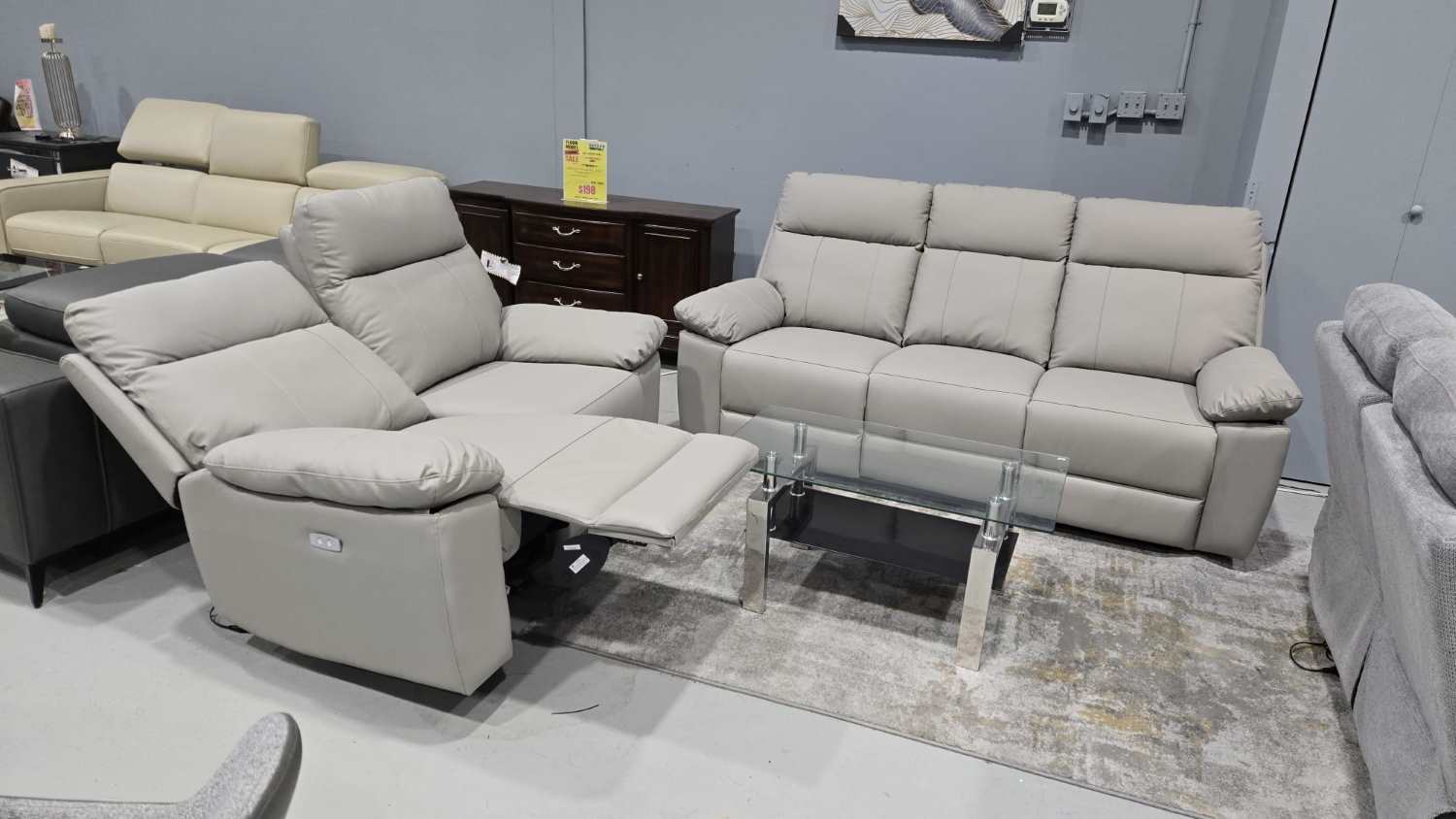 Top Grain Cowhide Power Leather Recliner Sofa Set 5244