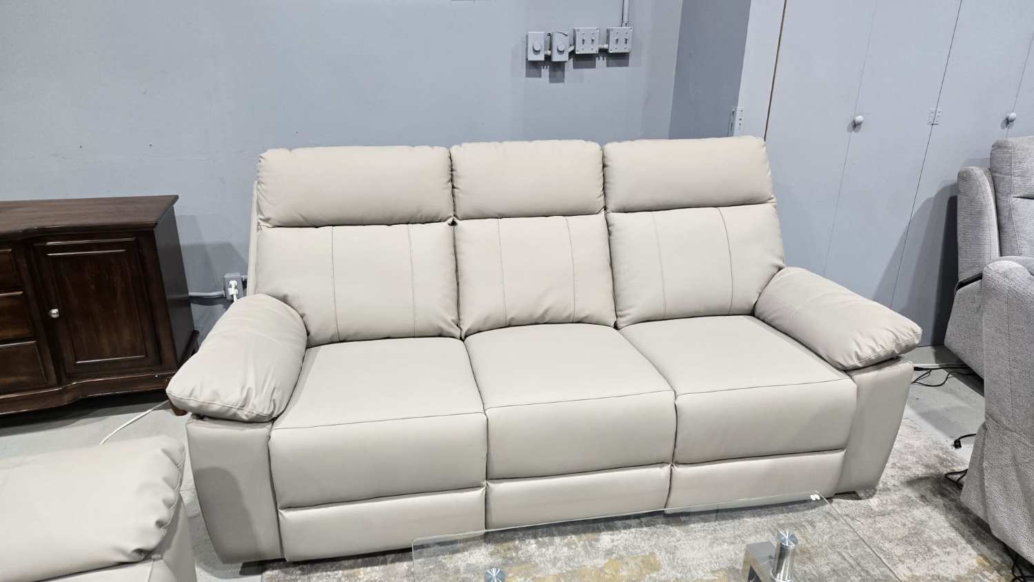 Top Grain Cowhide Power Leather Recliner Sofa Set 5244