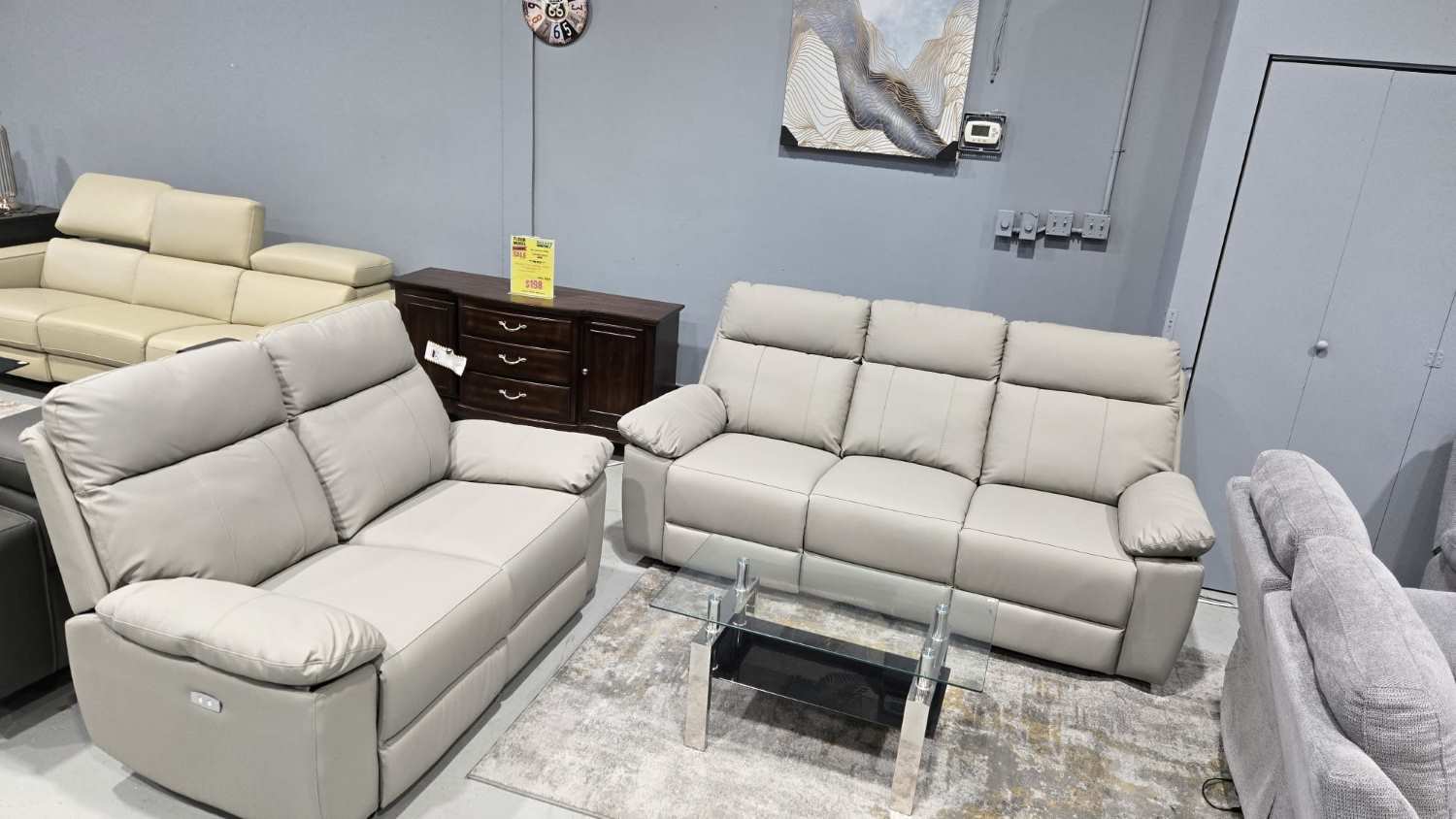 Top Grain Cowhide Power Leather Recliner Sofa Set 5244