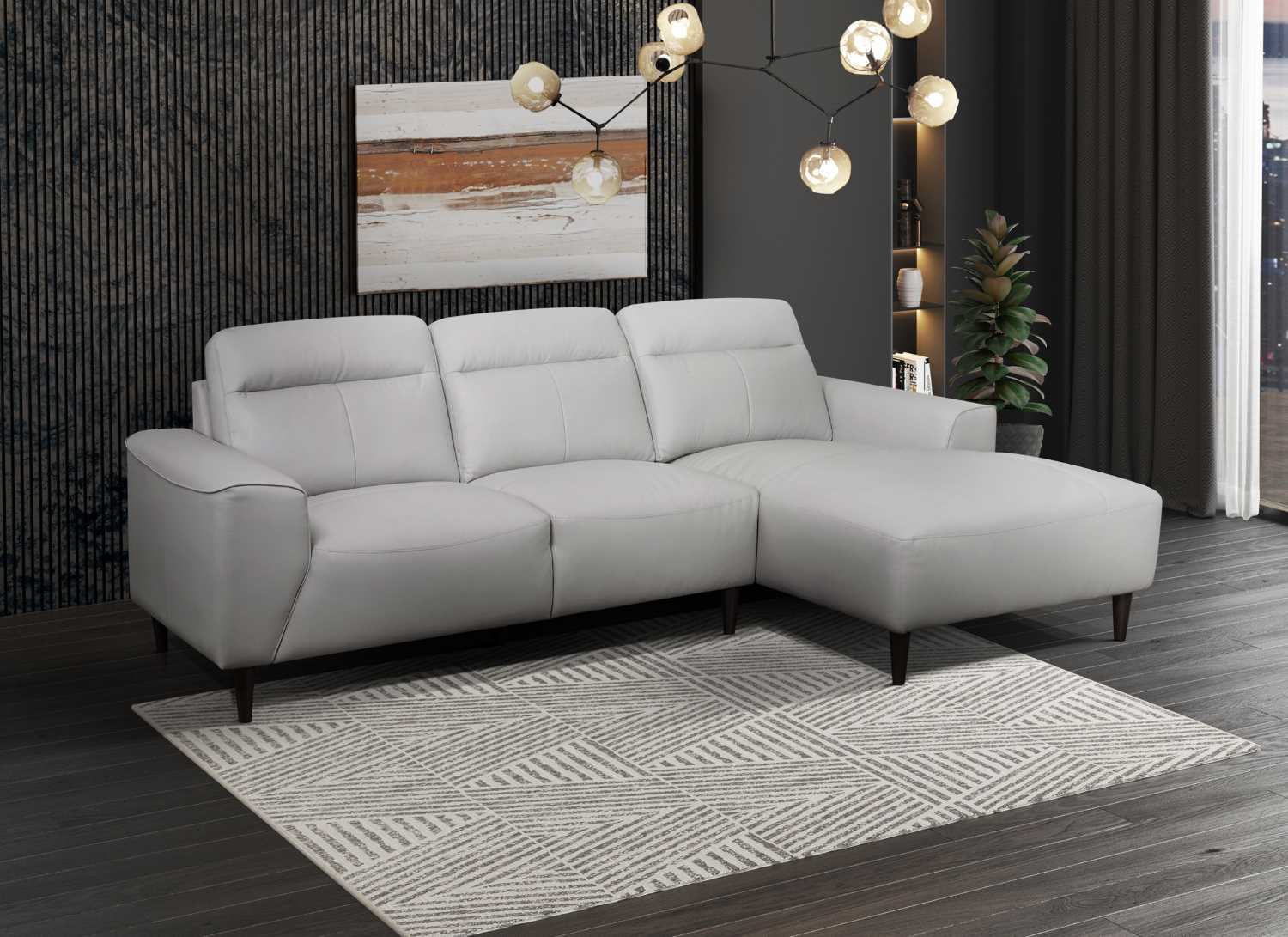 Trevelyn Top-Grain Cow Leather Sectional Sofa With Right Side Chaise 99995