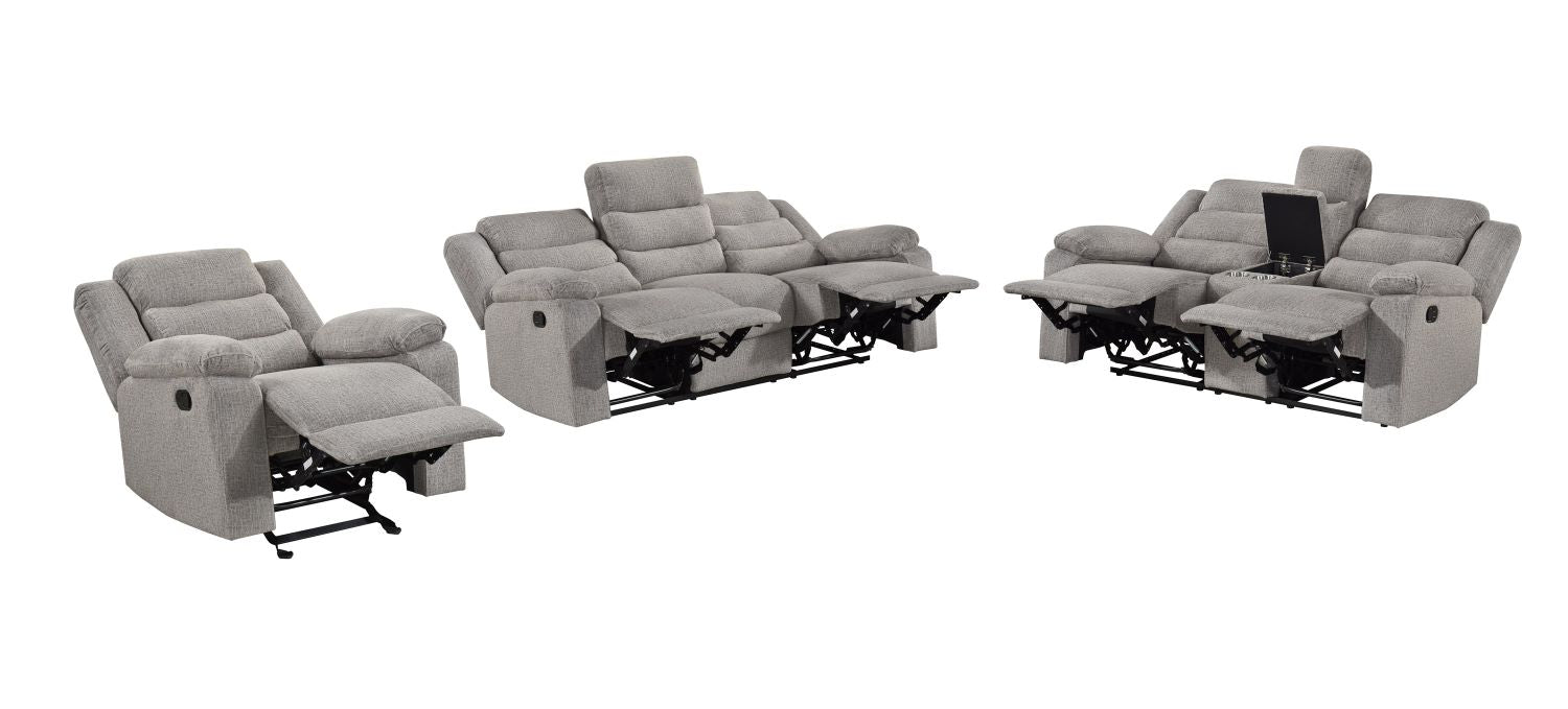 Tyrone Soft Textured Brown-Grey Fabric Reclining Set 99072