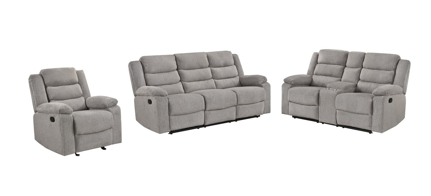 Tyrone Soft Textured Brown-Grey Fabric Reclining Set 99072