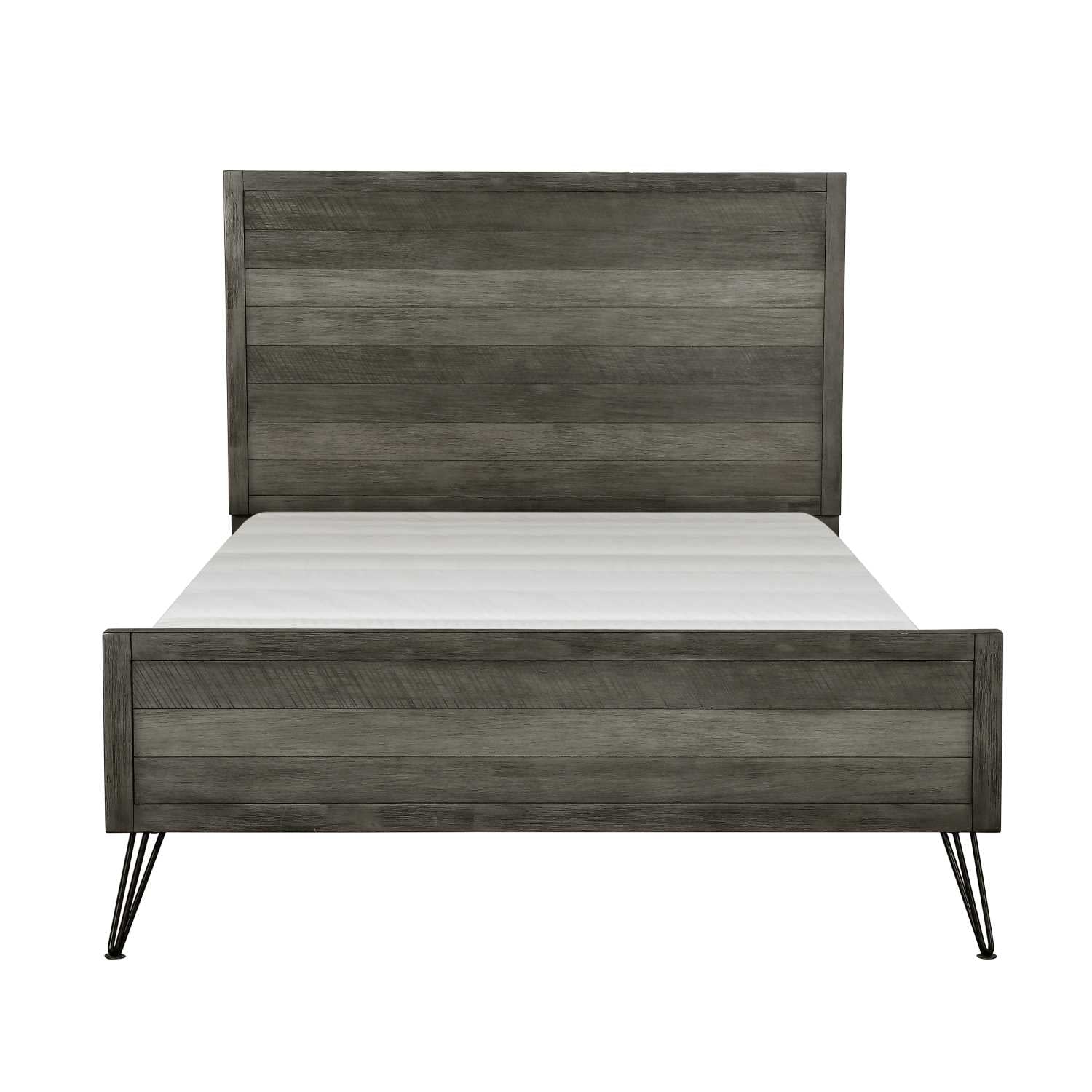 Urbanite Grey Wooden Bed with Metal Legs 1604