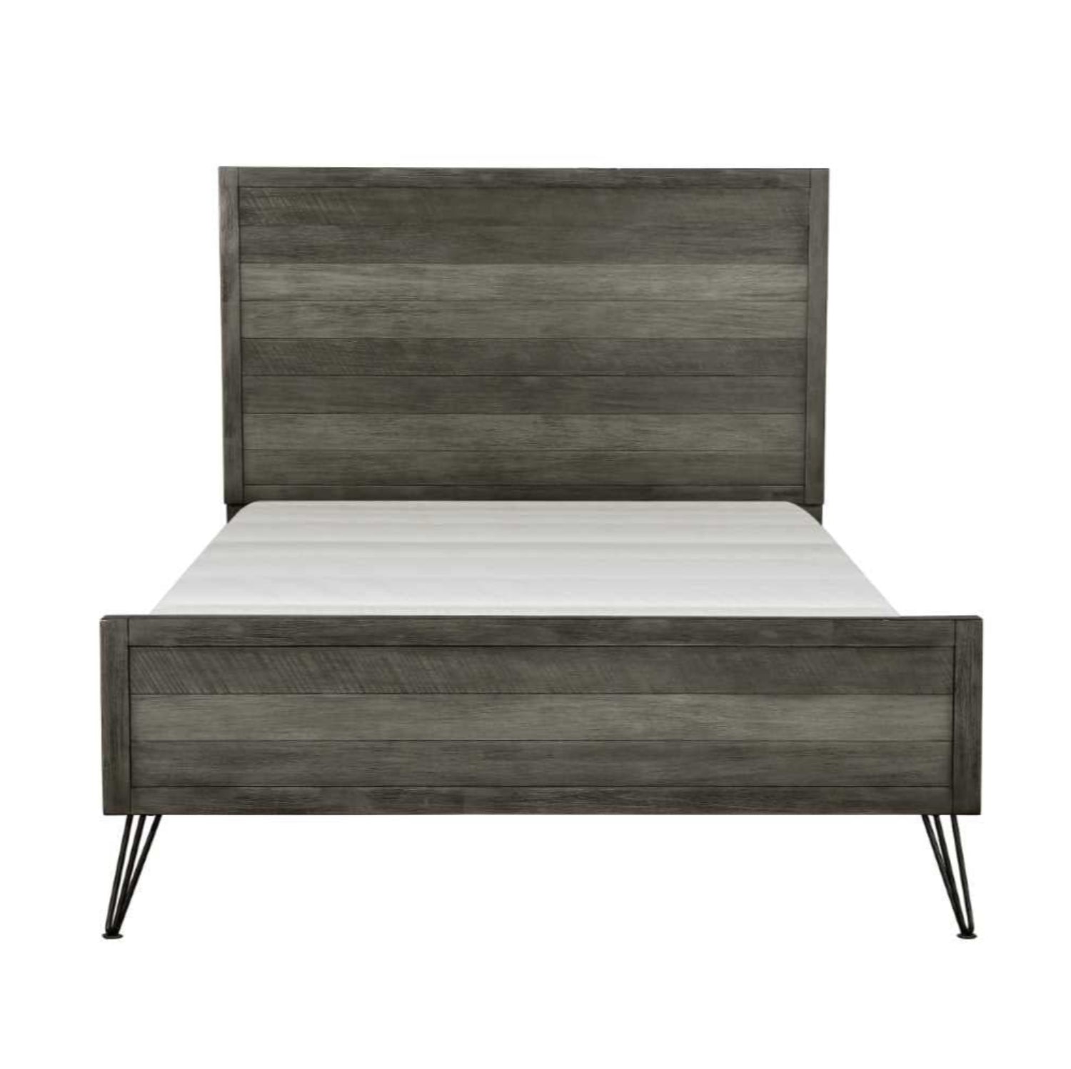 Urbanite Grey Wooden Bedroom Set with Metal Legs 1604