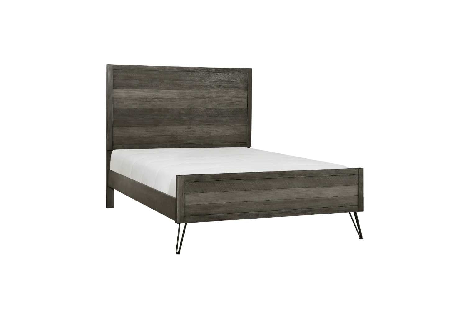 Urbanite Grey Wooden Bed with Metal Legs 1604