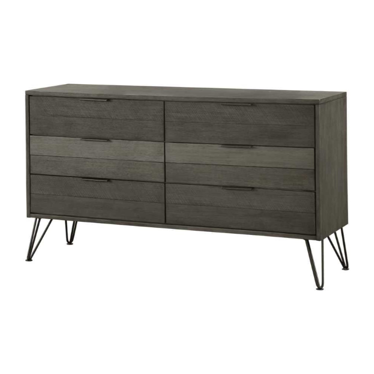 Urbanite Grey Wooden Bedroom Set with Metal Legs 1604