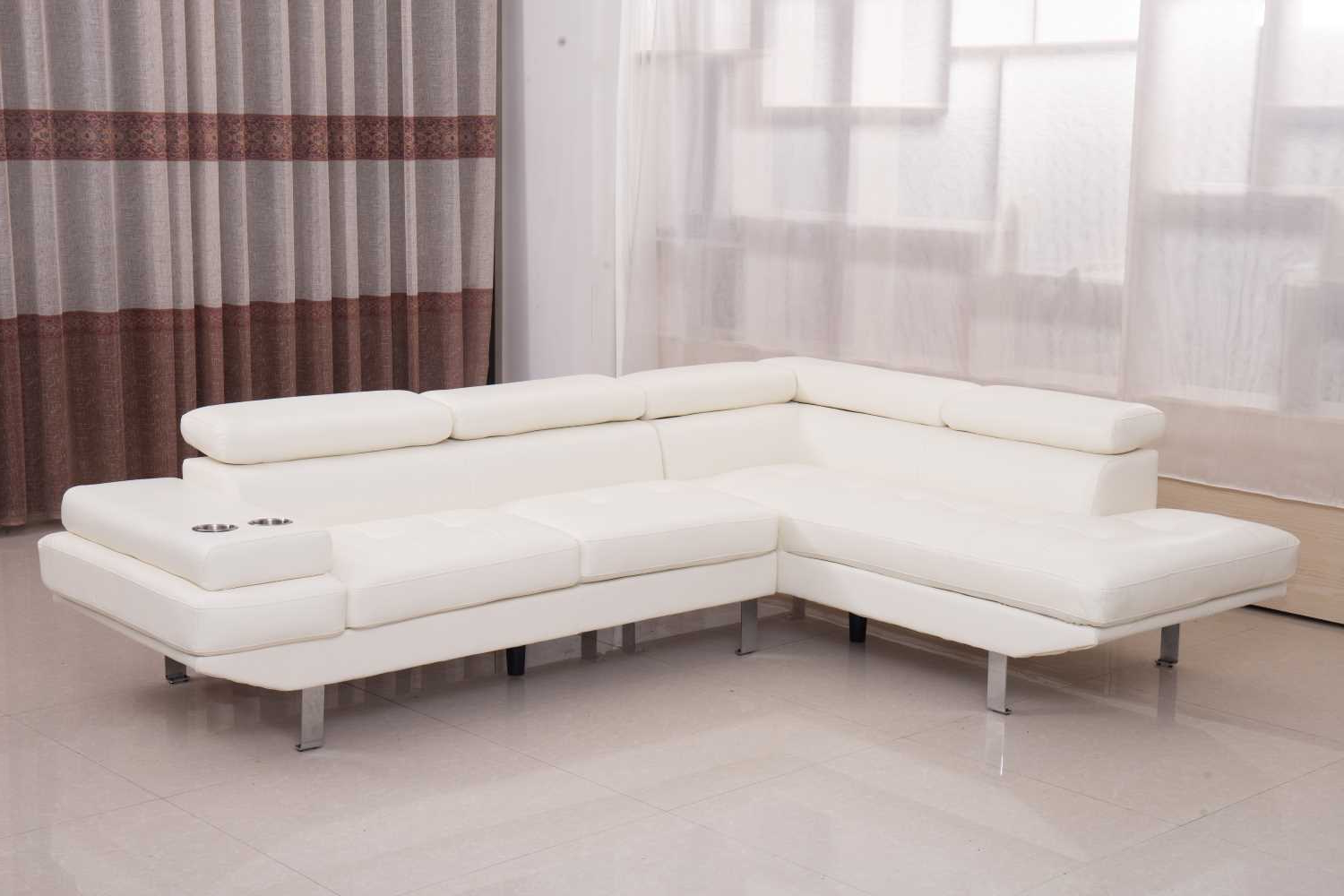 Vegas White Air Leather Sectional Sofa