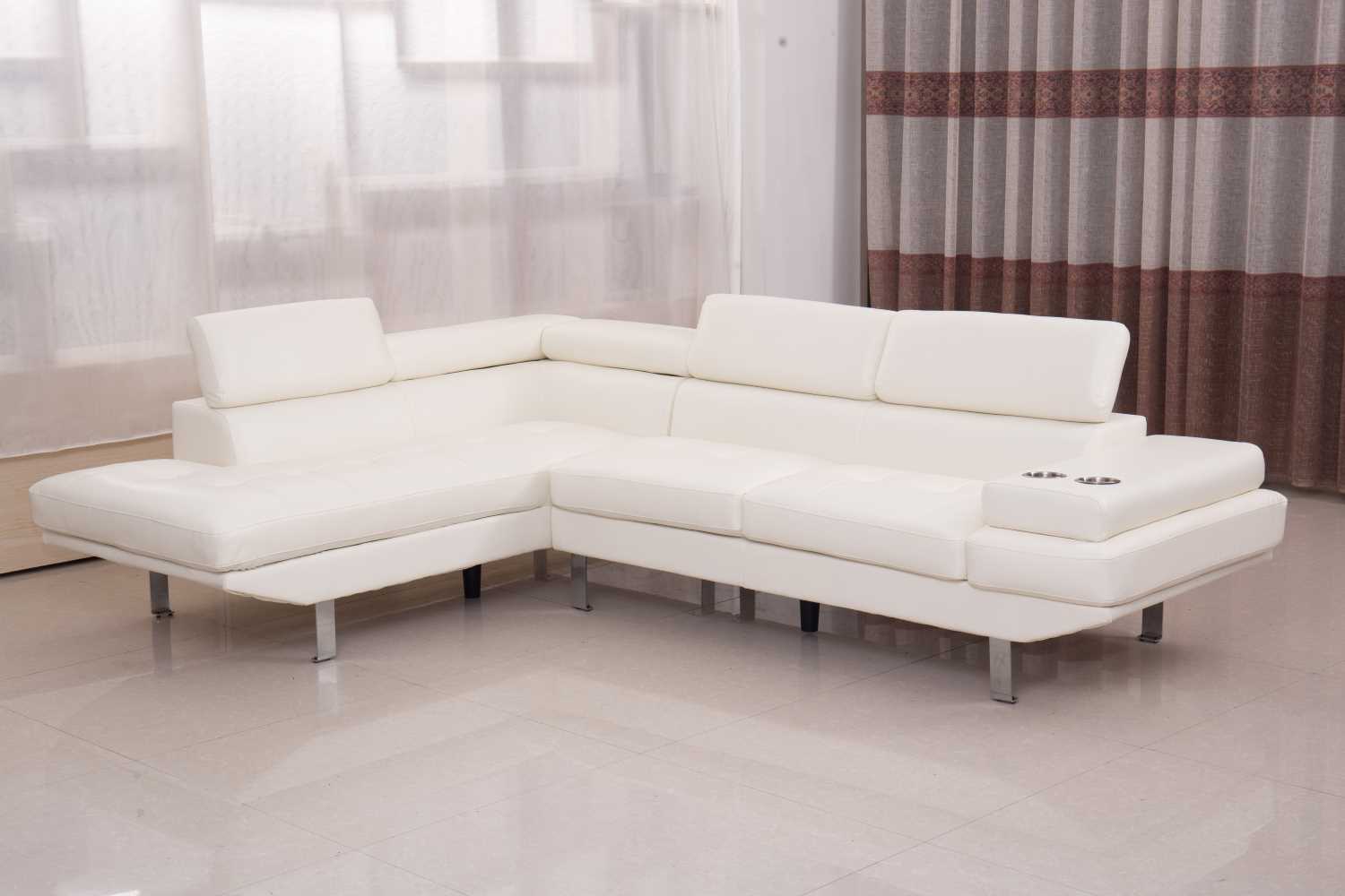 Vegas White Air Leather Sectional Sofa