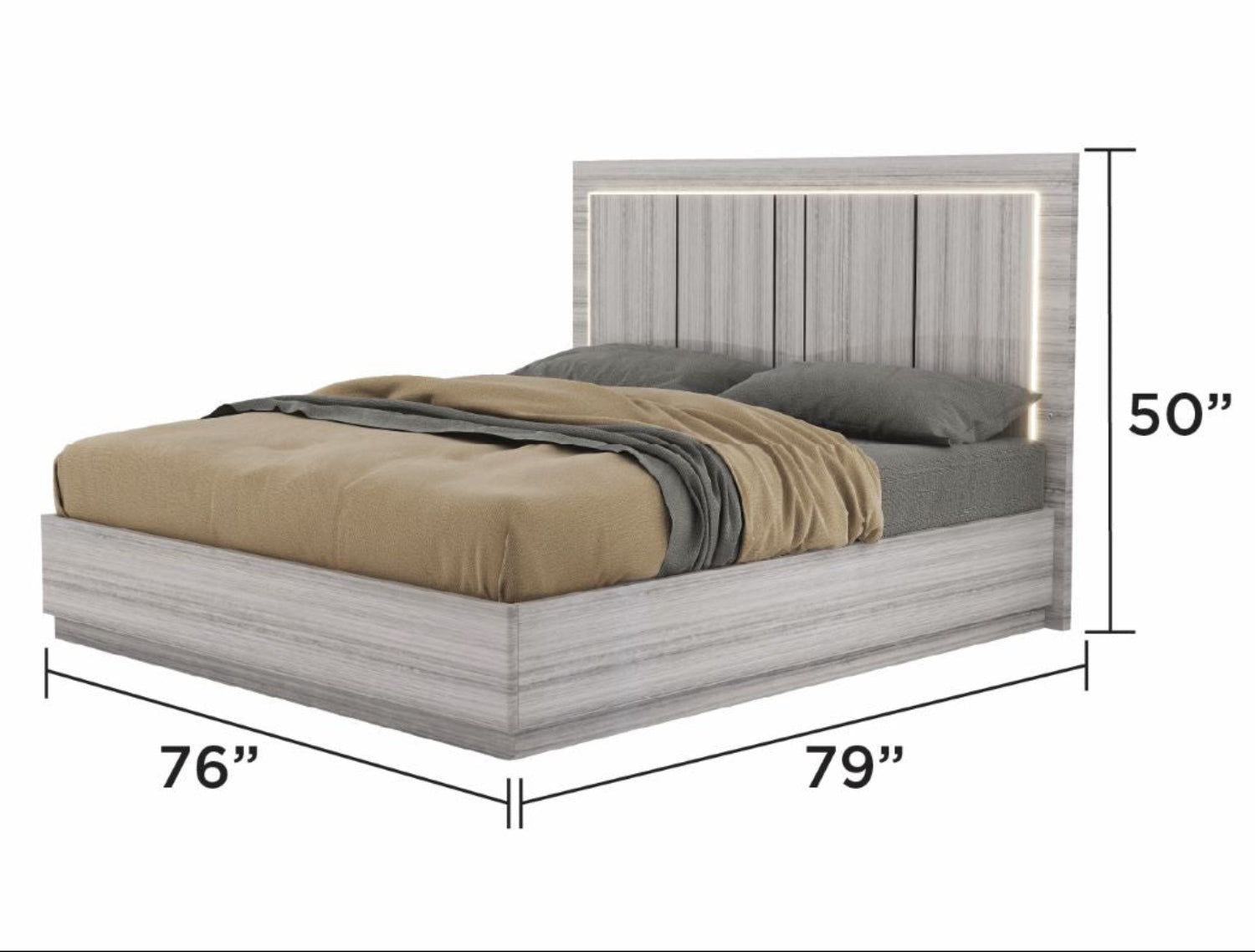 Venice Hydraulic Lift-Up Storage Bed With LED Headboard 1921