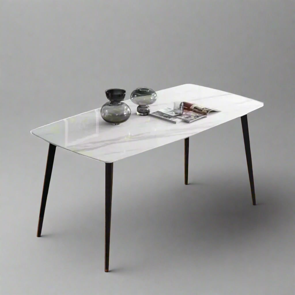 Victoria Sintered Stone White Dining Table With 6 Chairs