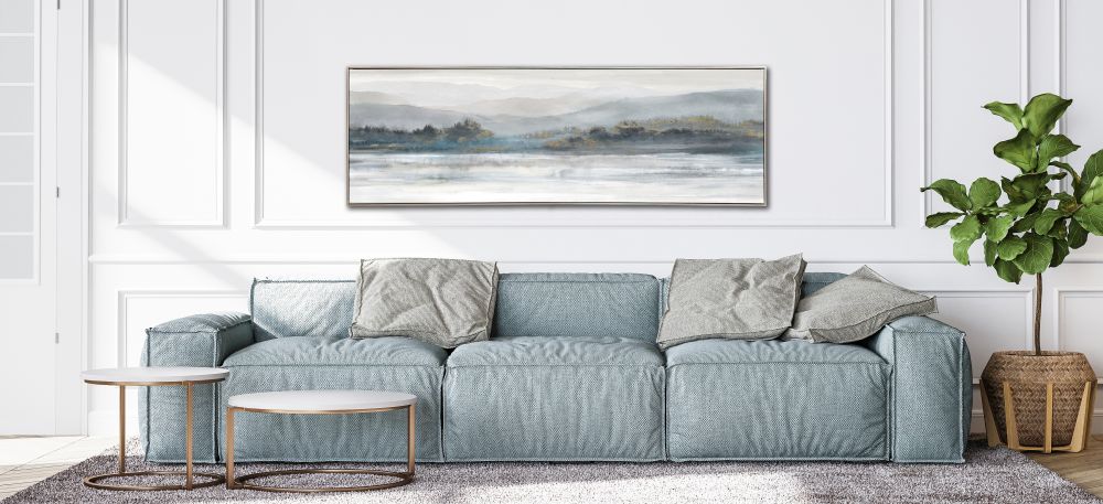 Teal Through the Fog Canvas Art 20" x 59"
