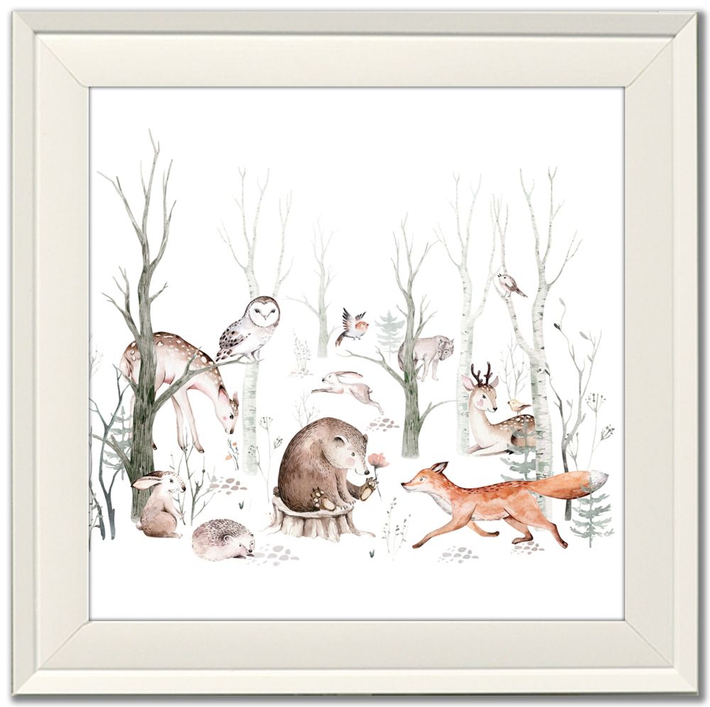 Woodland animal canvas wall hot sale art