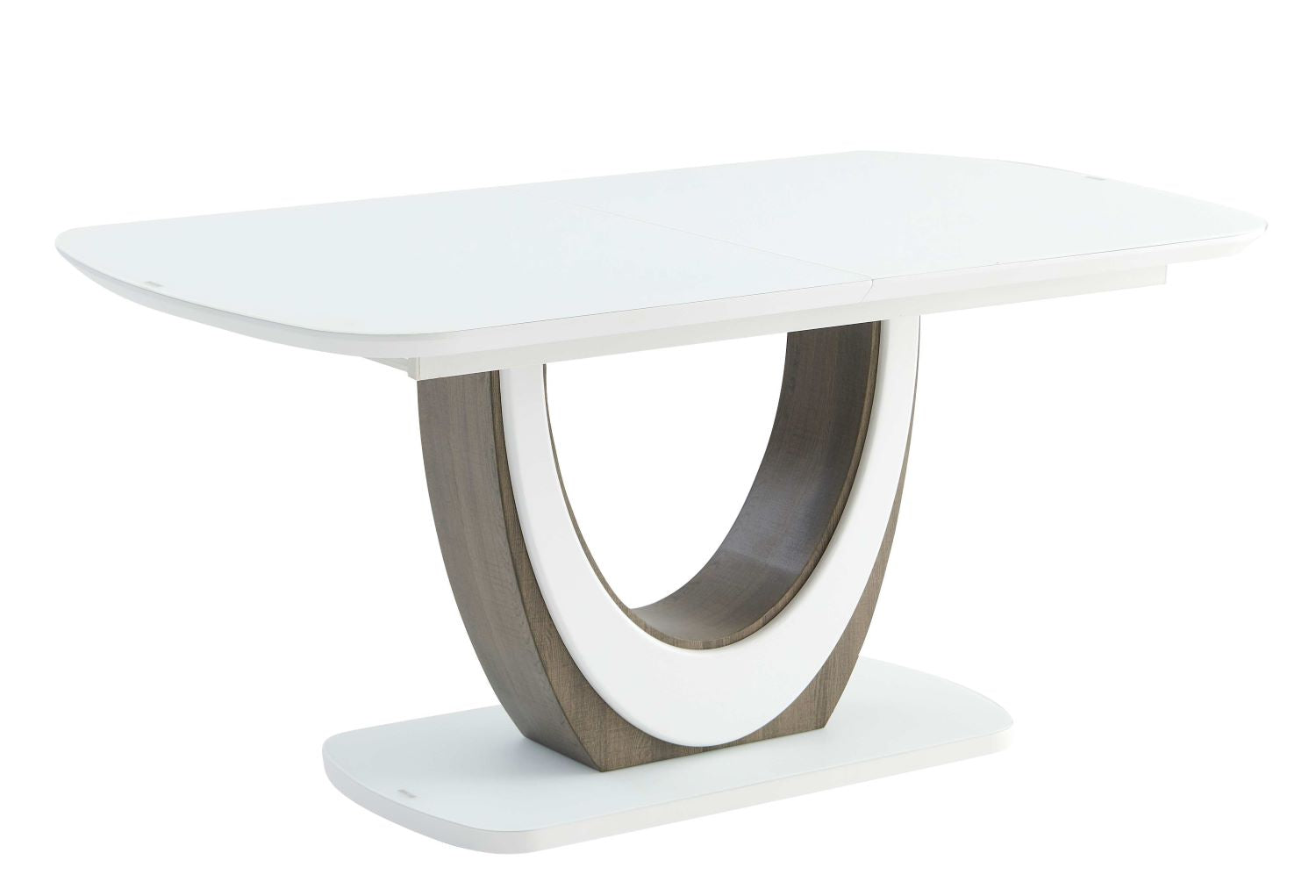 Wave Extendable Faux Marble Glass Top Dining Table with 6 Light Brown Chair