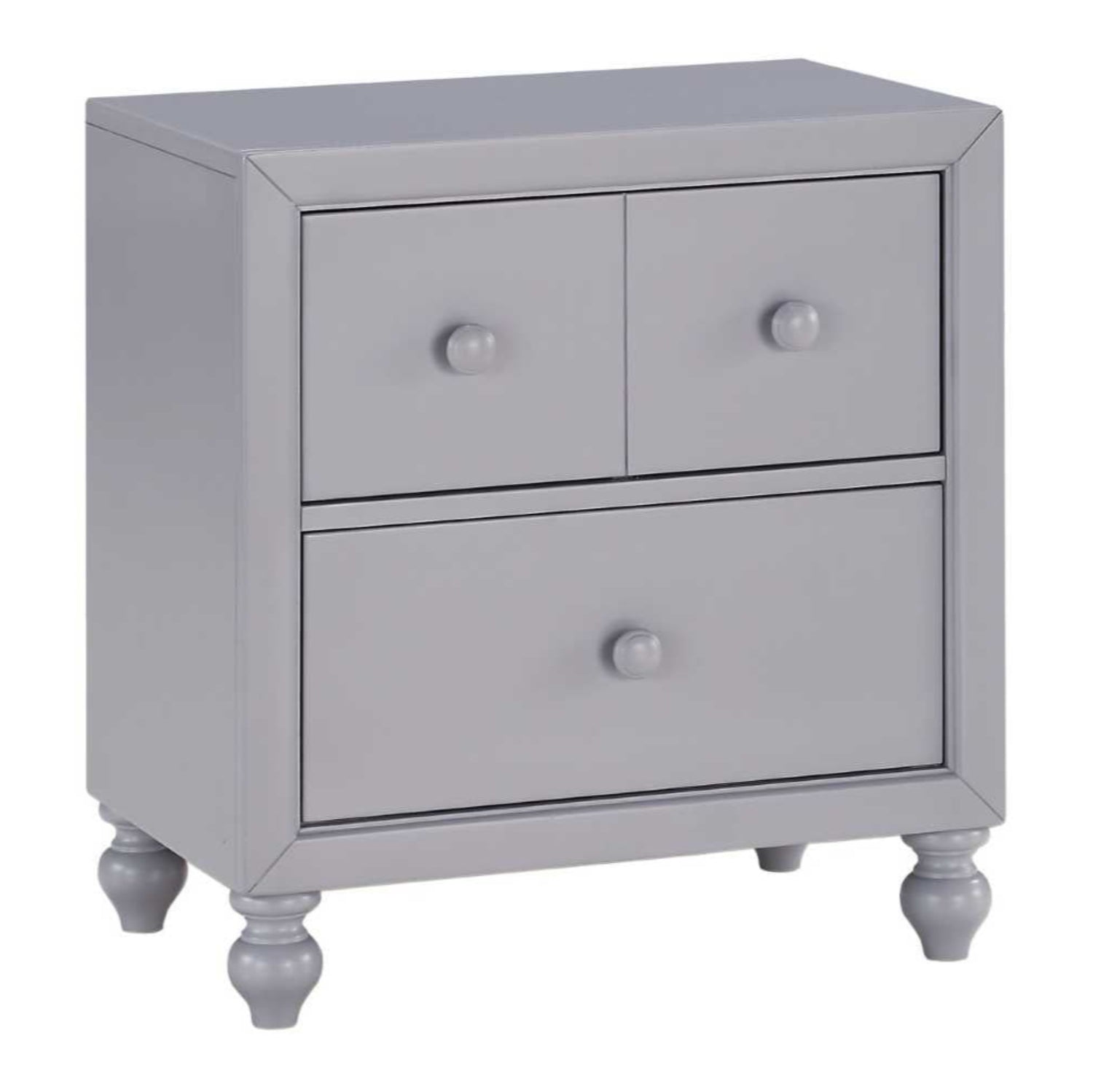 Wellsummer Grey Wooden 2 Drawer Night Stand 1803