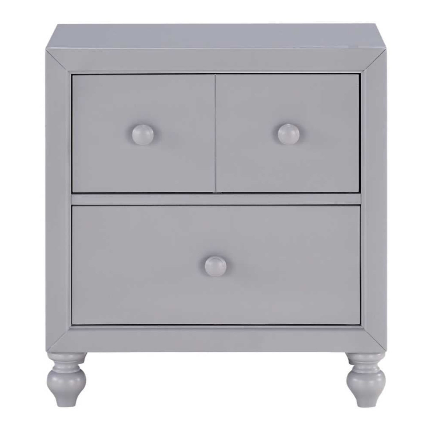 Wellsummer Grey Wooden 2 Drawer Night Stand 1803
