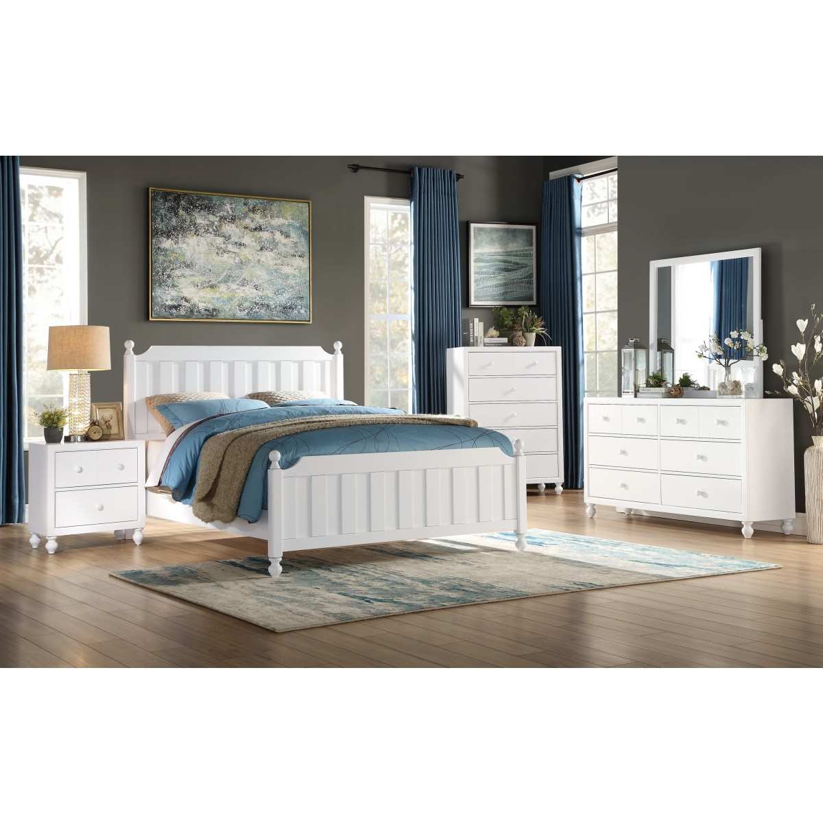 Wellsummer White Wooden Bedroom Set 1803W