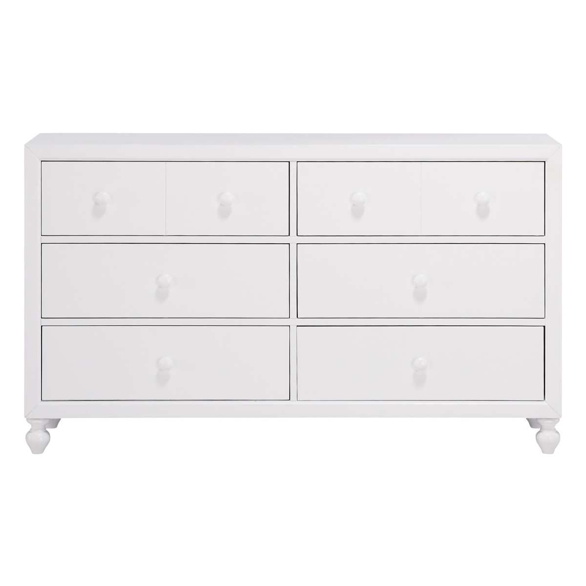 Wellsummer White Wooden 6 Drawer Dresser & Mirror 1803W