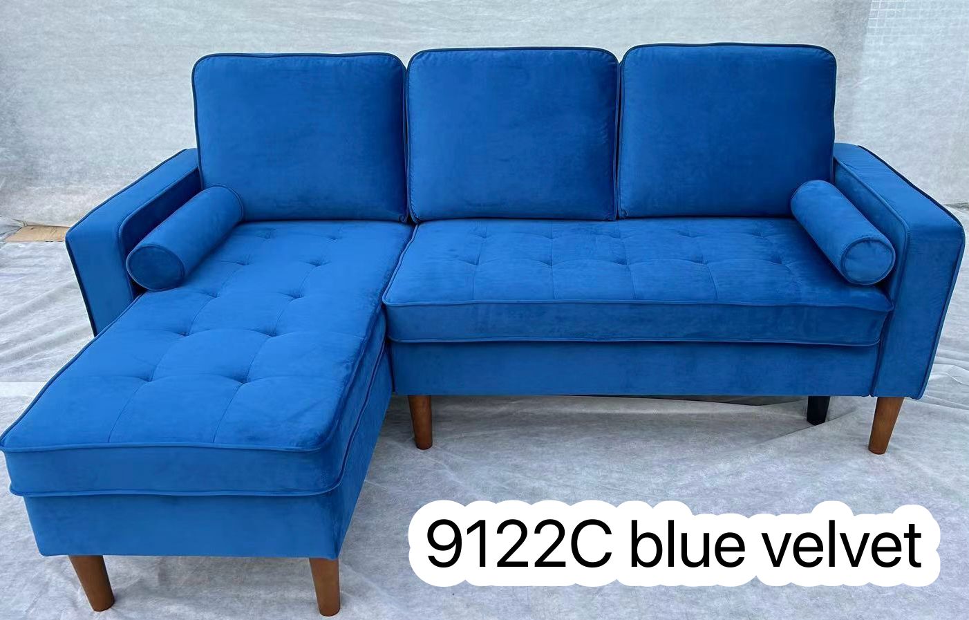 Reversible Sectional Velvet Fabric Sofa 9122C