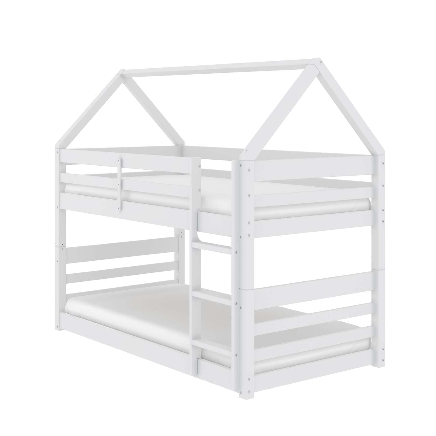 White Wooden Bloom Single Bunk Bed With Open Roof 2004