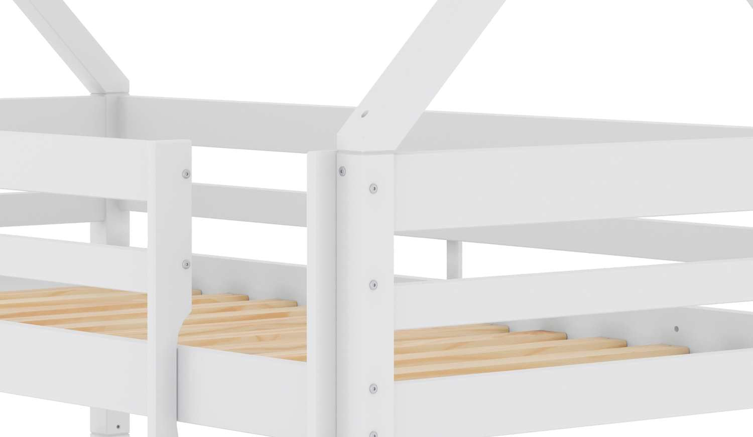 White Wooden Bloom Single Bunk Bed With Open Roof 2004