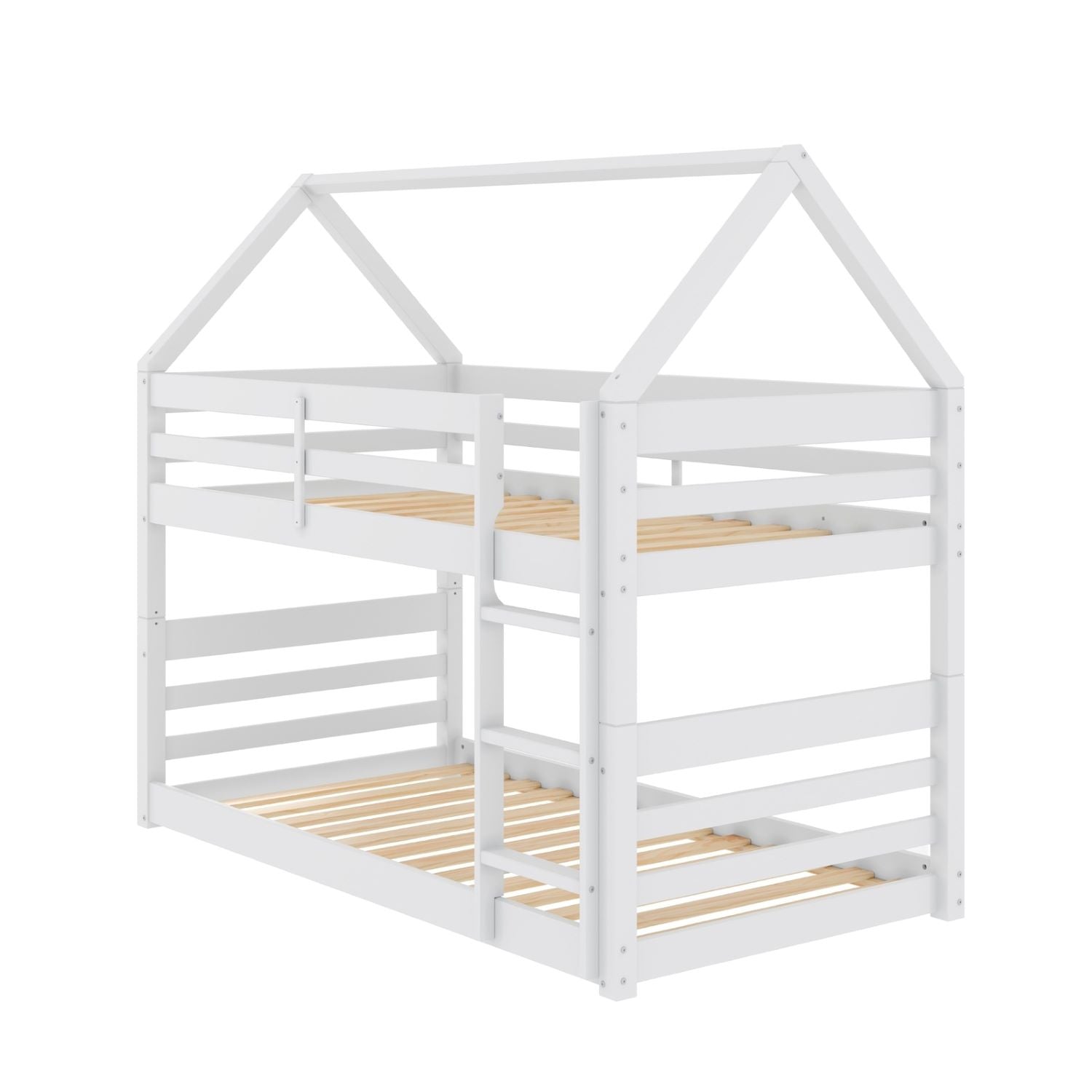 White Wooden Bloom Single Bunk Bed With Open Roof 2004