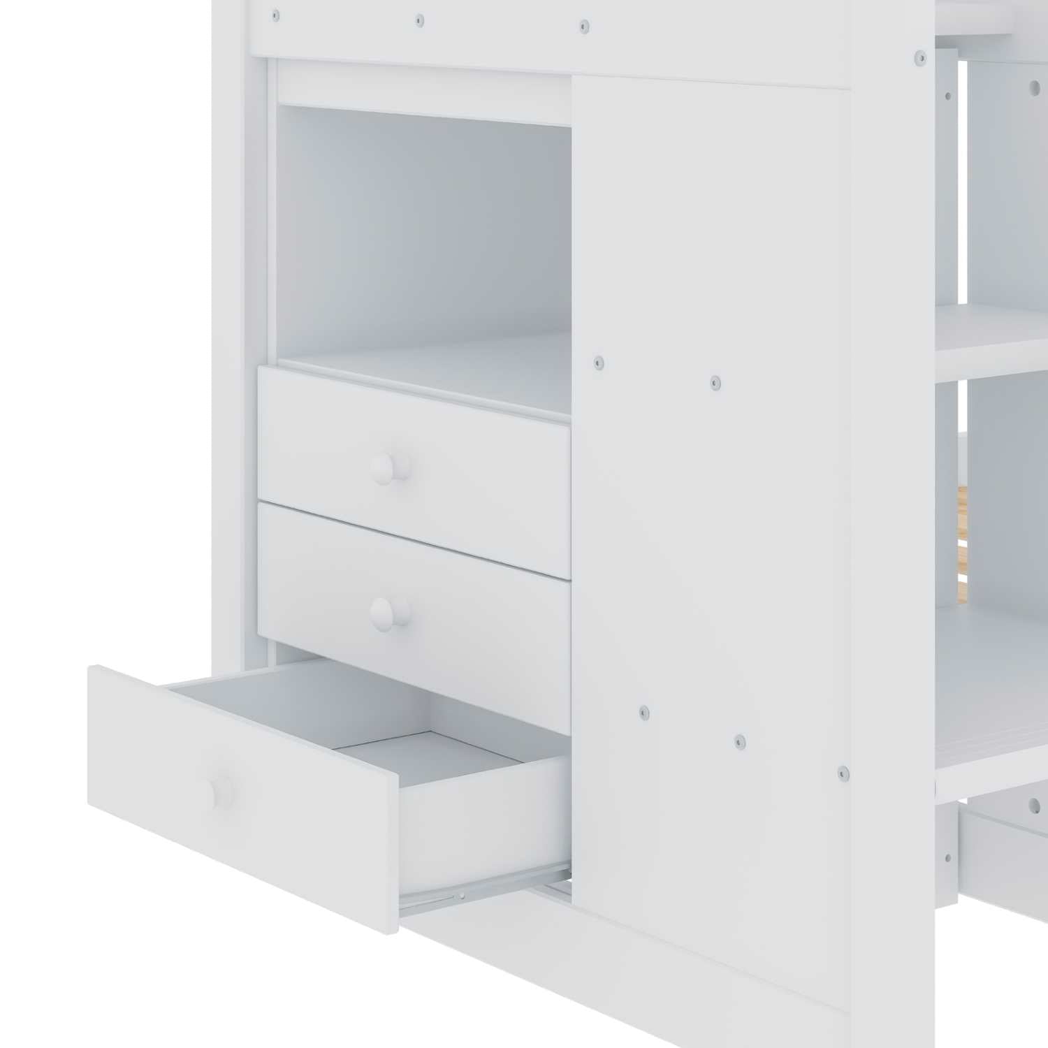 White Wooden Stairway Single Bunk Bed 2005